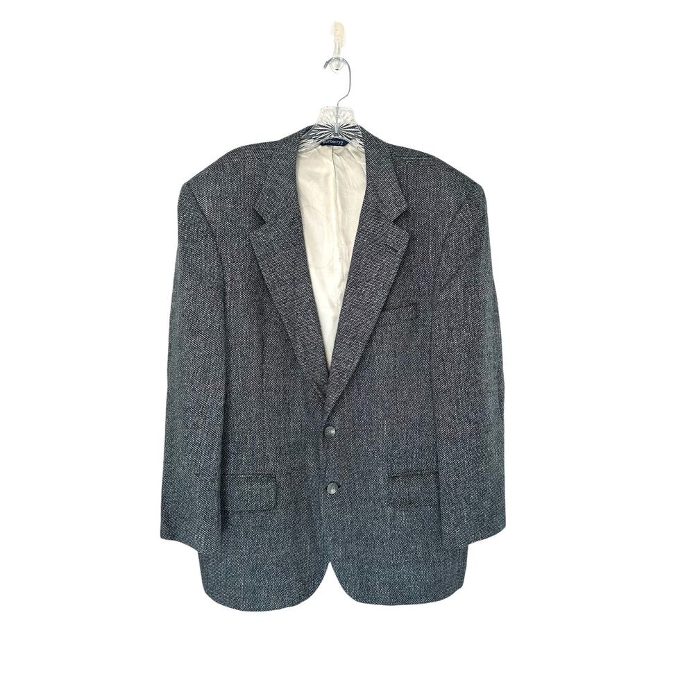 Burberrys Vintage Men's Blue Tweed Office Business Work Suit‎ Jacket Blazer POOR